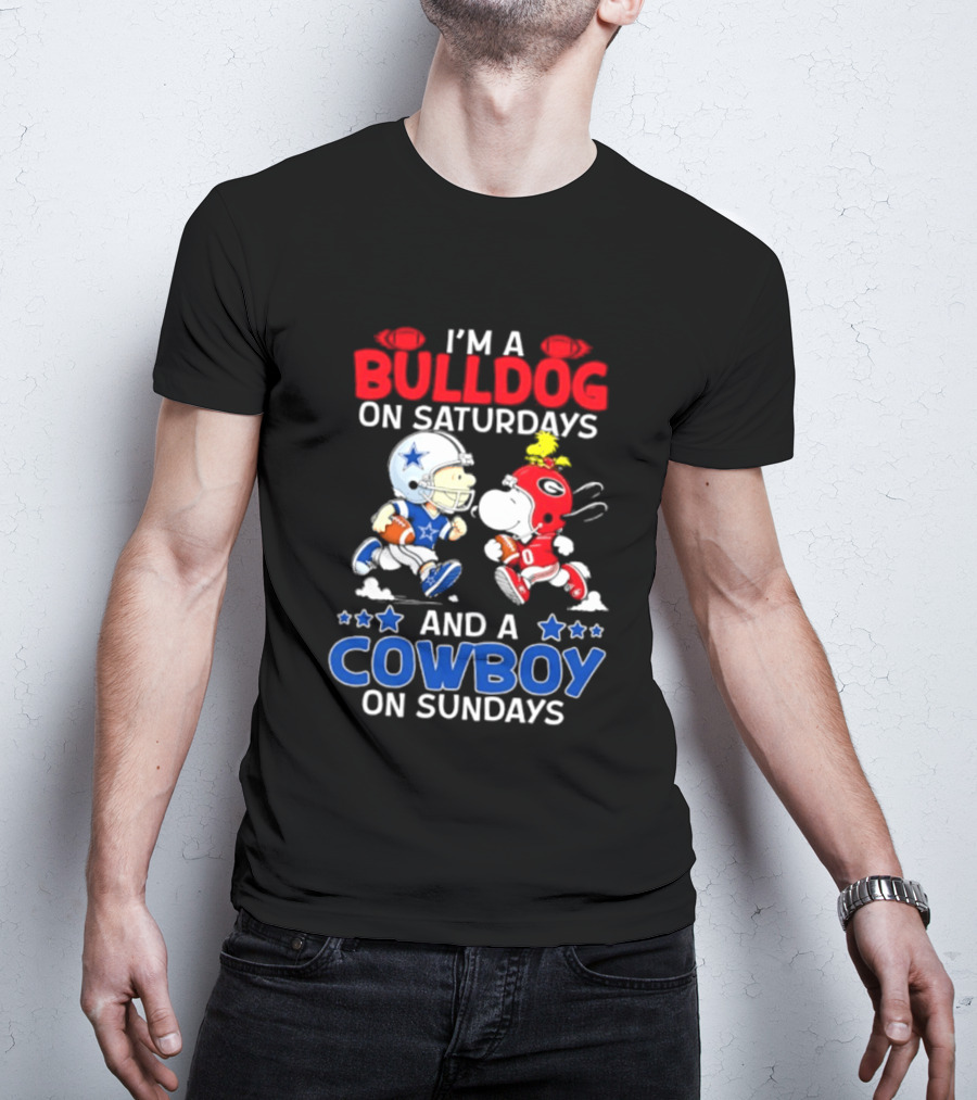 I'm A Bulldog On Saturdays And A Cowboy On Sundays Football Peanuts Sports T-Shirt