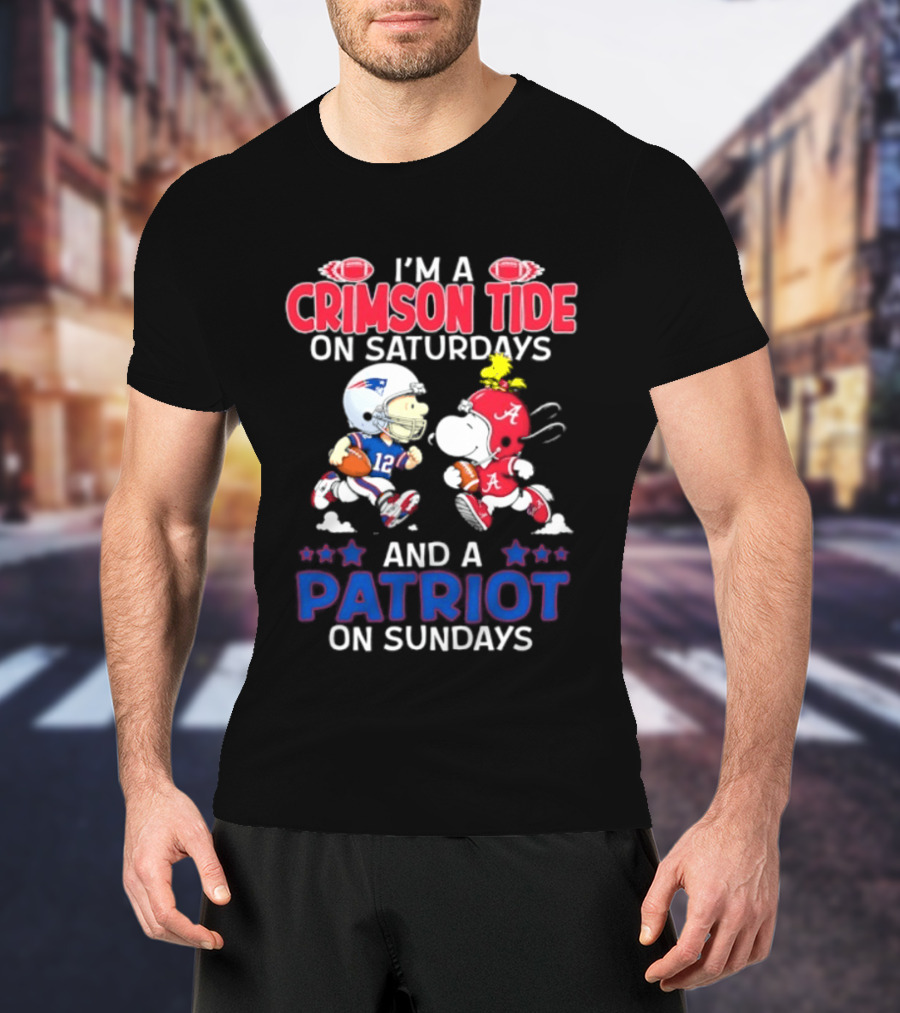 I'm A Crimson Tide On Saturdays And A Patriot On Sundays Football Peanuts T-Shirt