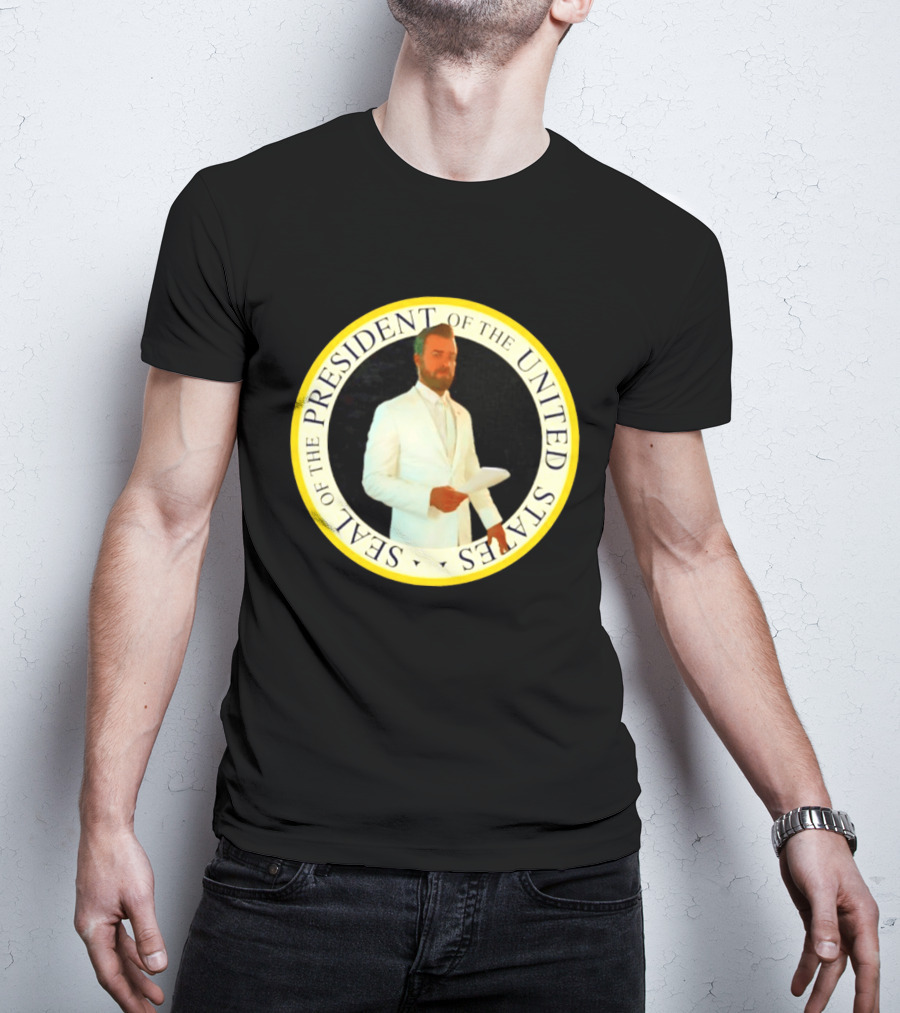 Seal Of The President Of The United States Justin Theroux In White Suit T-Shirt