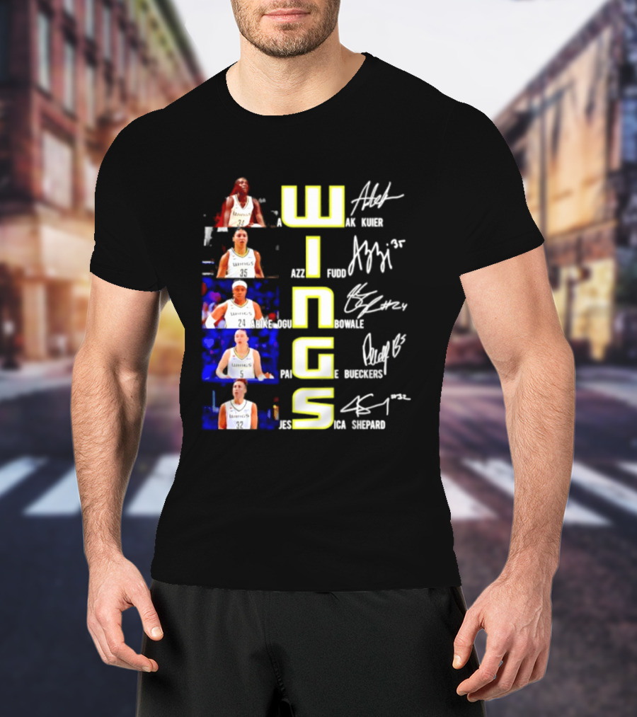 Dallas Wings Awak Kuier Azzi Fudd Arike Ogunbowale Paige Bueckers Jessica Shepard Signatures Compilation T-Shirt