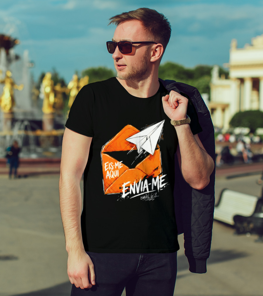 Eis Me Aqui Envia Me Isaias 6 8 Christian Envelope Paper Airplane T-Shirt