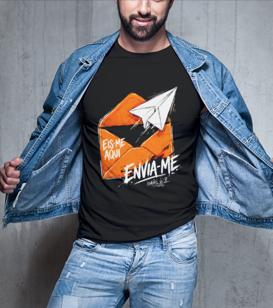 Eis Me Aqui Envia Me Isaias 6 8 Christian Envelope Paper Airplane T-Shirt