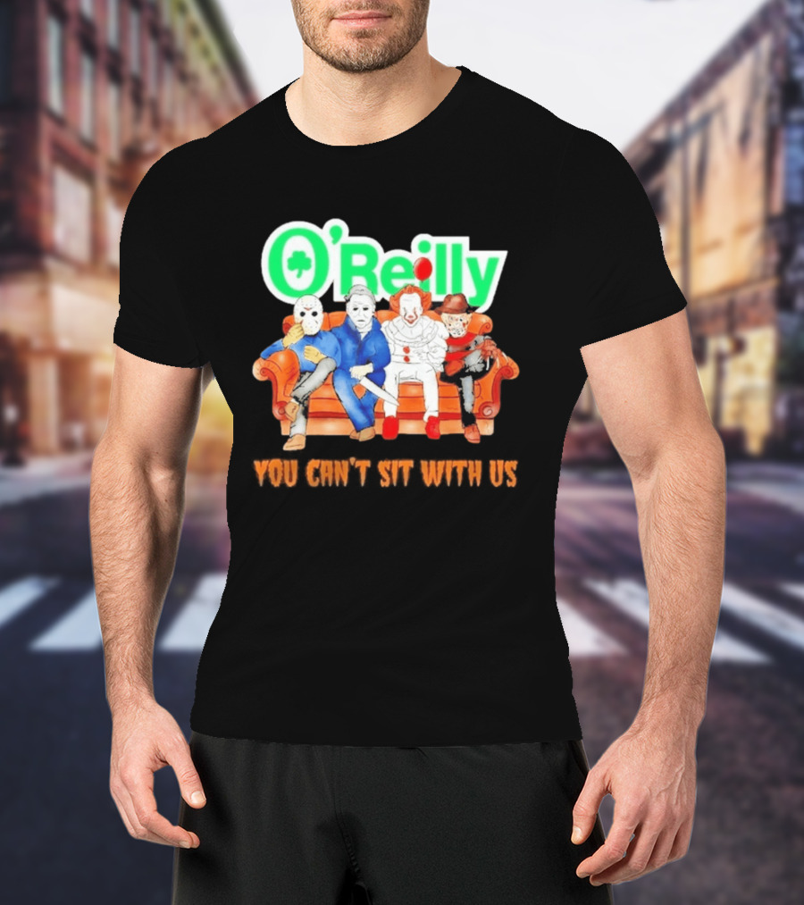 O'Reilly Horror Characters Friends Halloween 2026 You Can't Sit With Us Couch T-Shirt