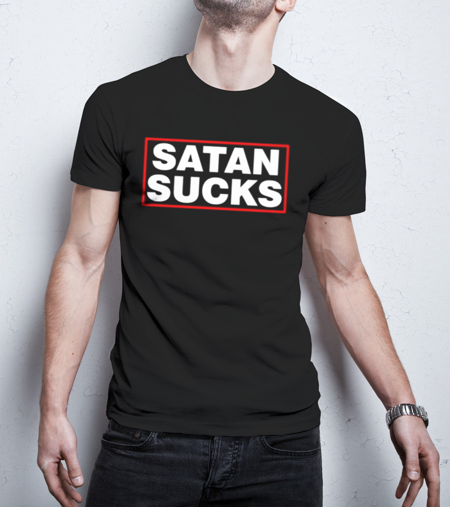 Satan Sucks Humor Sarcastic Bold Red T-Shirt