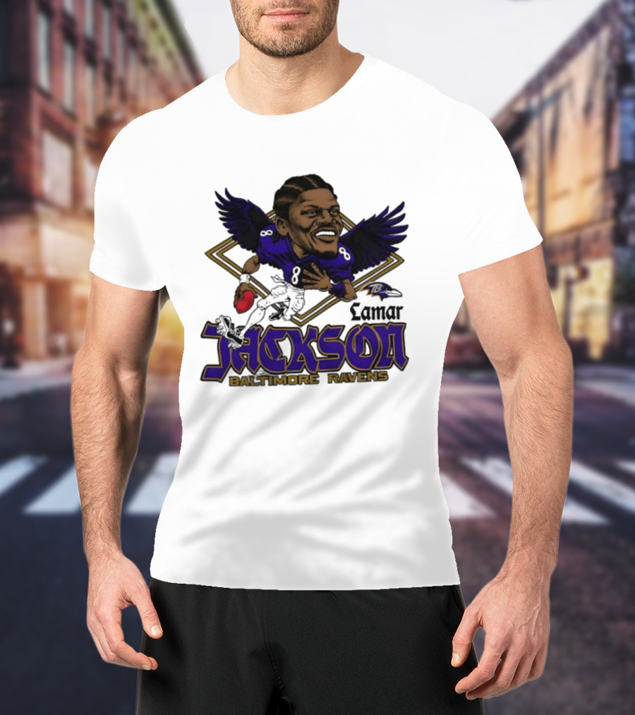Lamar Jackson Baltimore Ravens Caricature T-Shirt