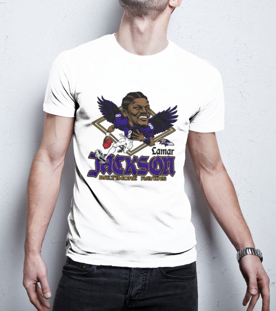 Lamar Jackson Baltimore Ravens Caricature T-Shirt