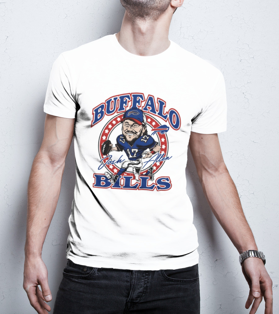 Buffalo Bills Josh Allen Caricature Player Signature 17 T-Shirt