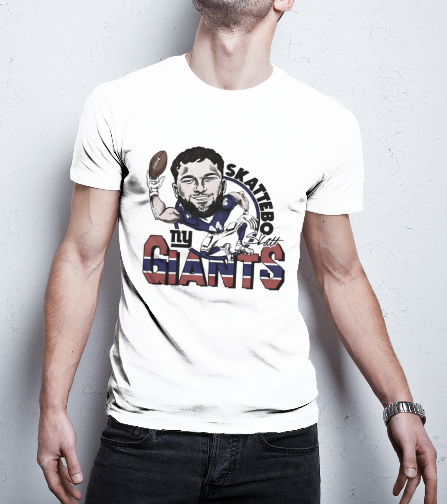 Skattebo New York Giants Football Caricature Player T-Shirt
