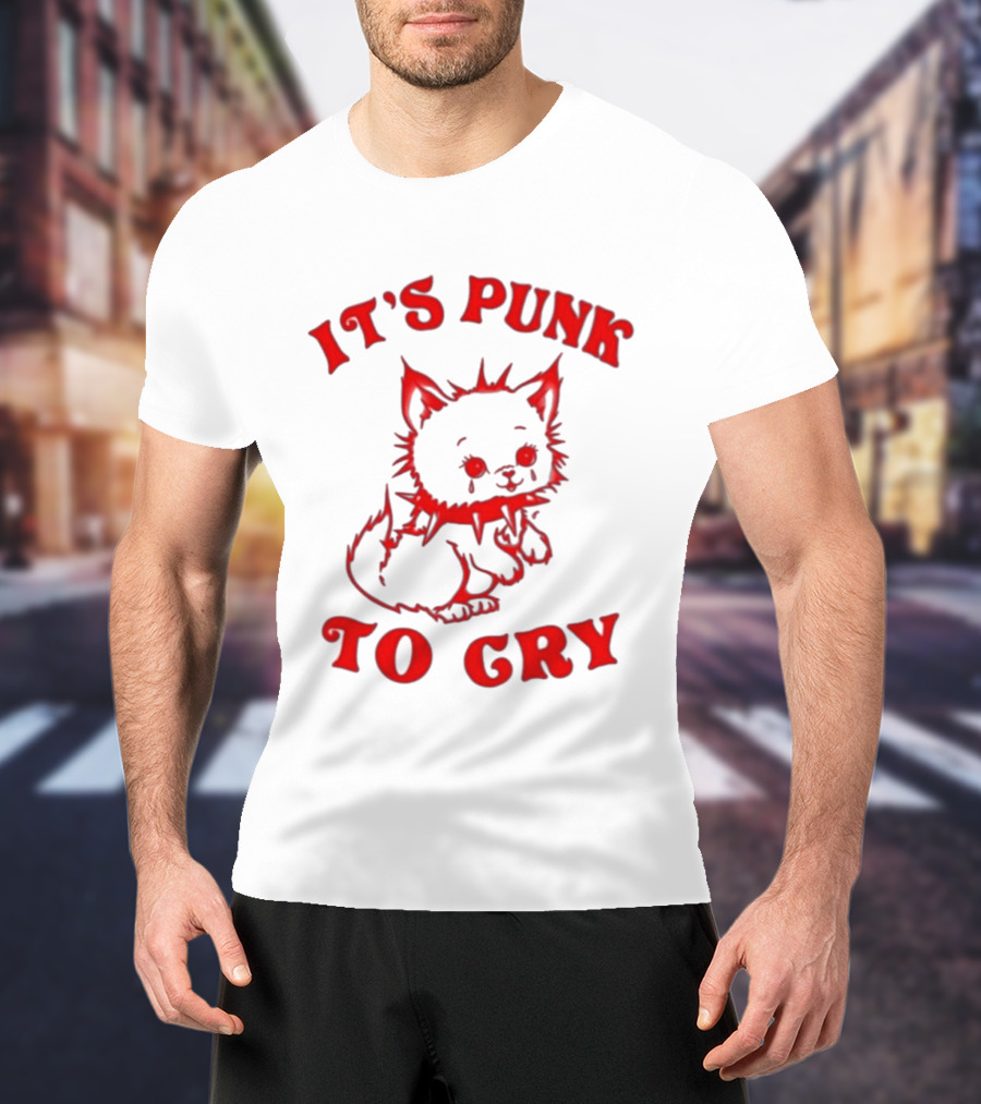 It's Punk To Cry Cat Spiked Collar T-Shirt