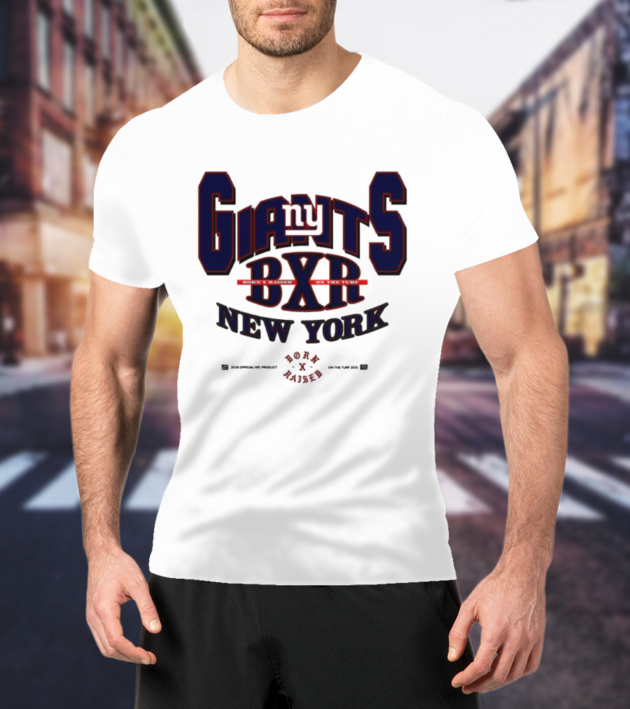 New York Giants BXR Born X Raised On The Turf Football T-Shirt