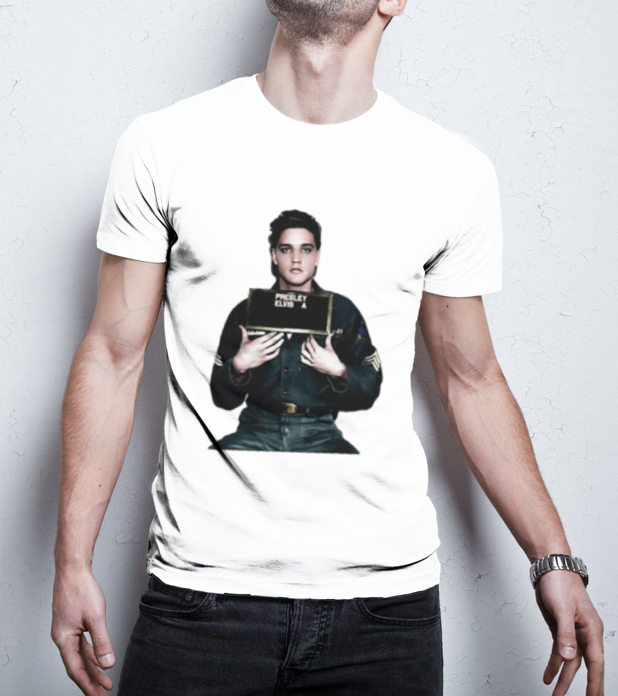 Elvis Presley Army Shot King Of Rock And Roll Iconic Military T-Shirt