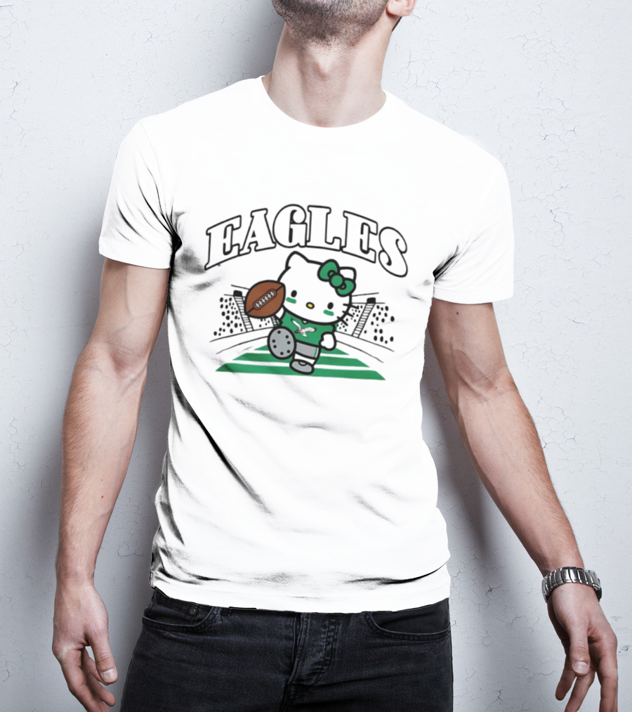 Hello Kitty Philadelphia Eagles Touchdown Stadium Football T-Shirt