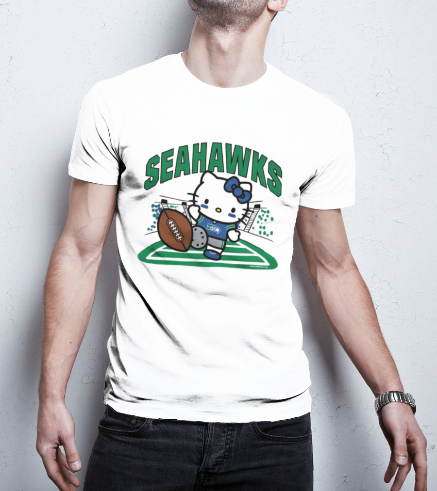 Hello Kitty Seattle Seahawks Football Stadium Kickoff T-Shirt