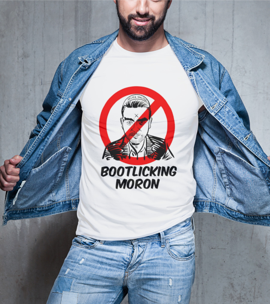 Helter Skelter Bootlicking Moron Red Circle Crossed Out Brian Walsby T-Shirt
