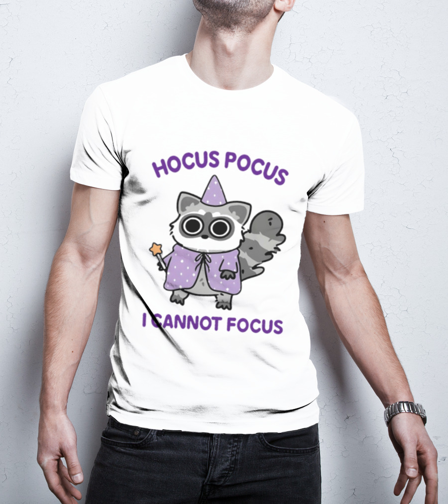Hocus Pocus I Cannot Focus Raccoon Wizard Magic Costume T-Shirt