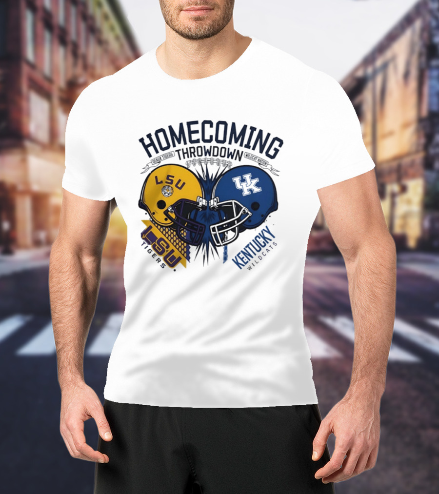 LSU Tigers Vs Kentucky Wildcats Football Homecoming Throwdown October 10 2026 Helmet Clash T-Shirt
