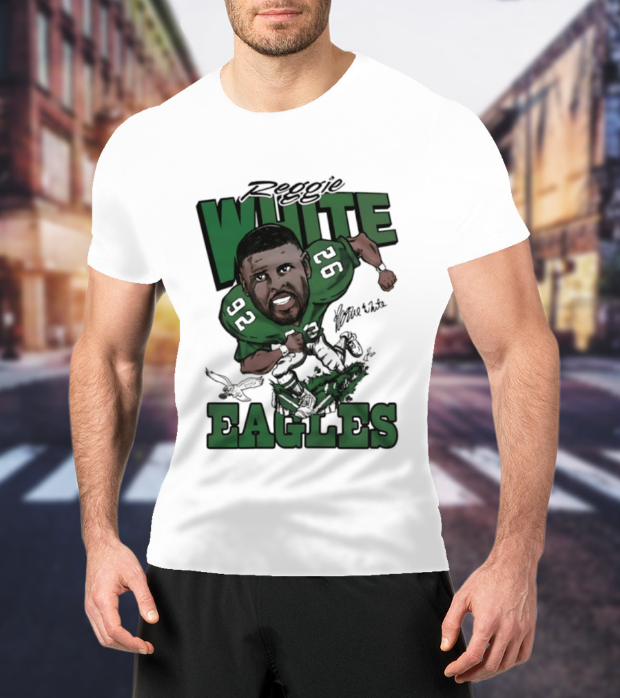 Philadelphia Eagles Reggie White 92 Player Caricature T-Shirt
