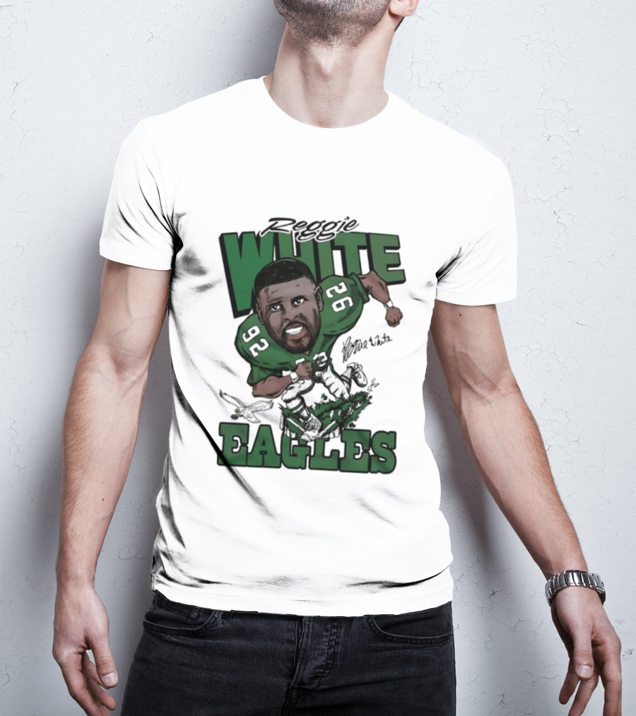 Philadelphia Eagles Reggie White 92 Player Caricature T-Shirt