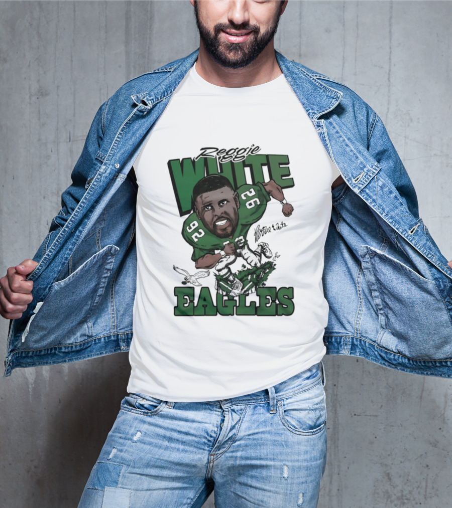Philadelphia Eagles Reggie White 92 Player Caricature T-Shirt