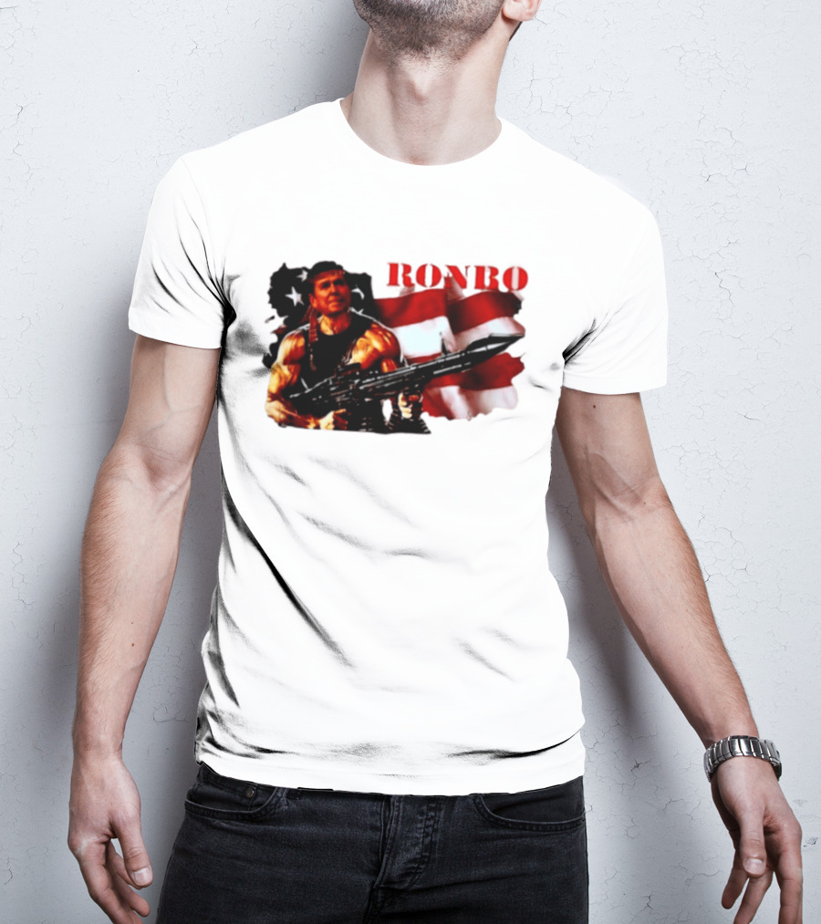 Ronbo Ronald Reagan Rambo With American Flag 80s President T-Shirt