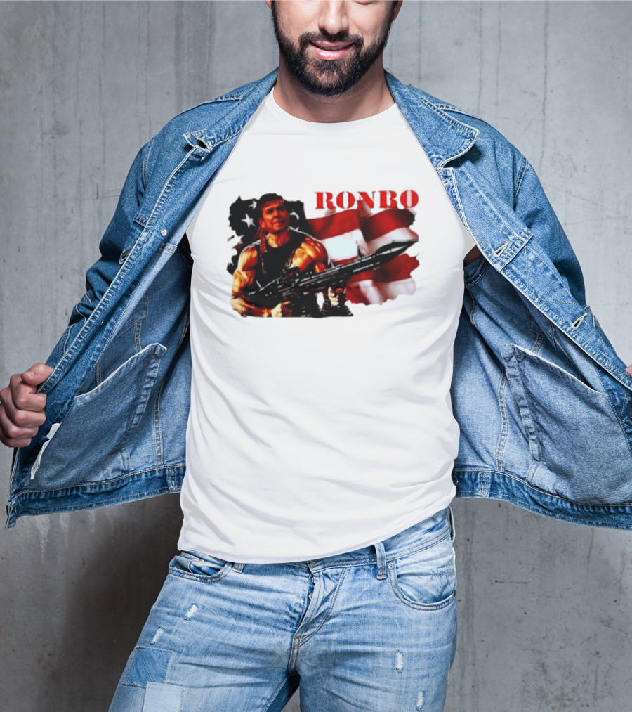 Ronbo Ronald Reagan Rambo With American Flag 80s President T-Shirt