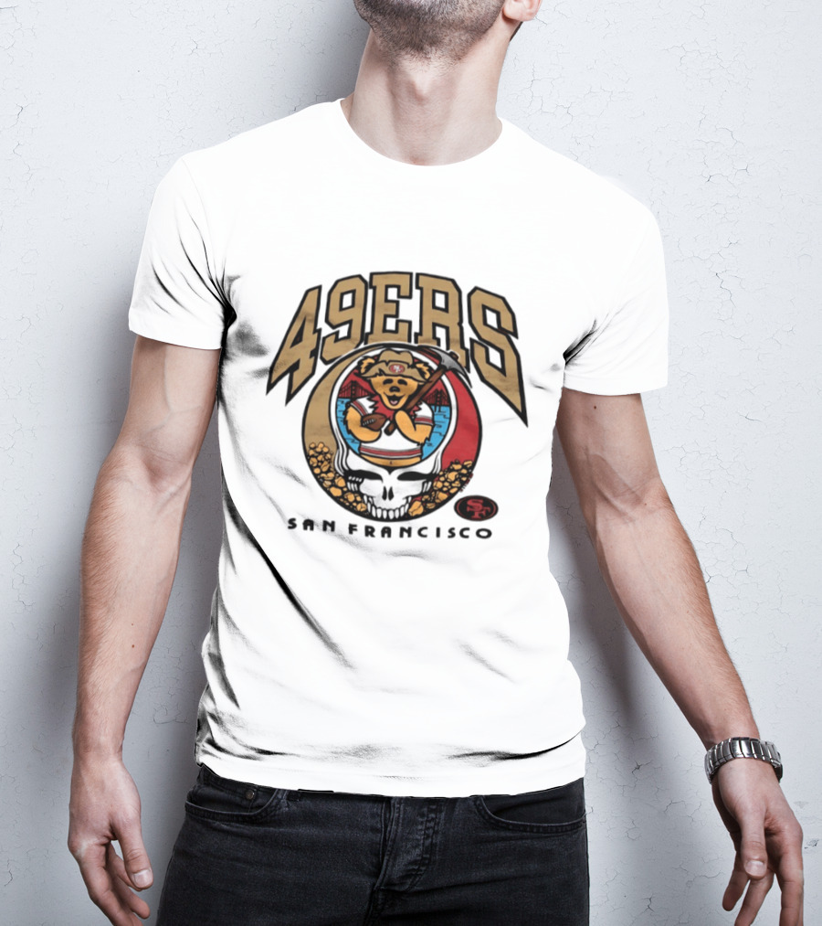 San Francisco 49ers Grateful Dead Steal Your Face Bear Design Collaboration T-Shirt