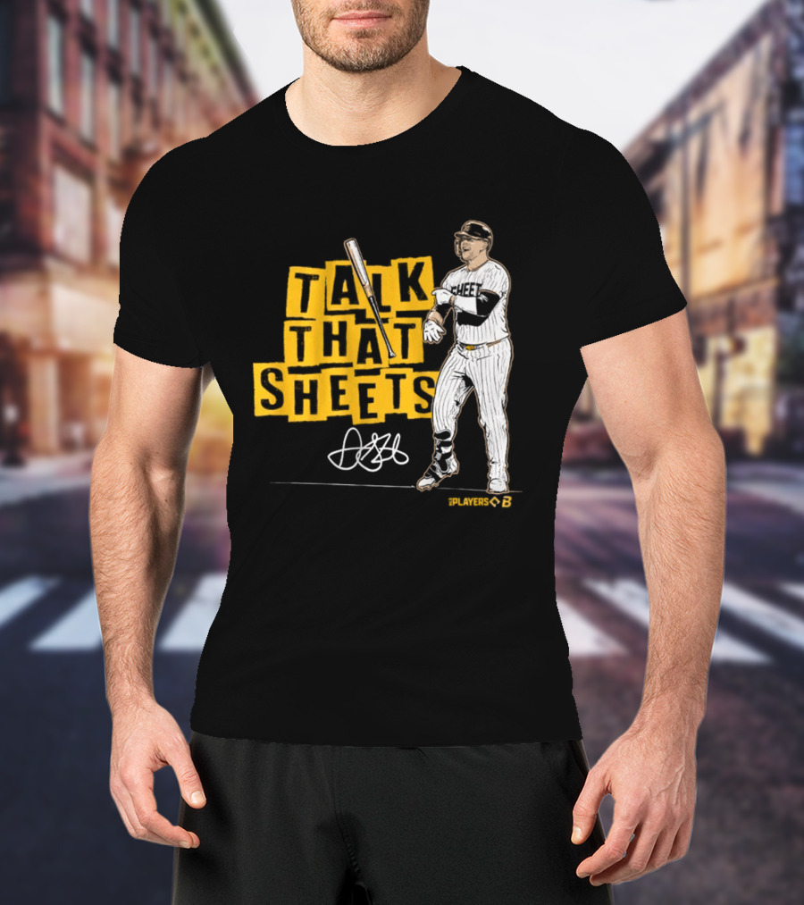 Gavin Sheets Talk That Sheets Baseball Player Yellow Block Lettering T-Shirt
