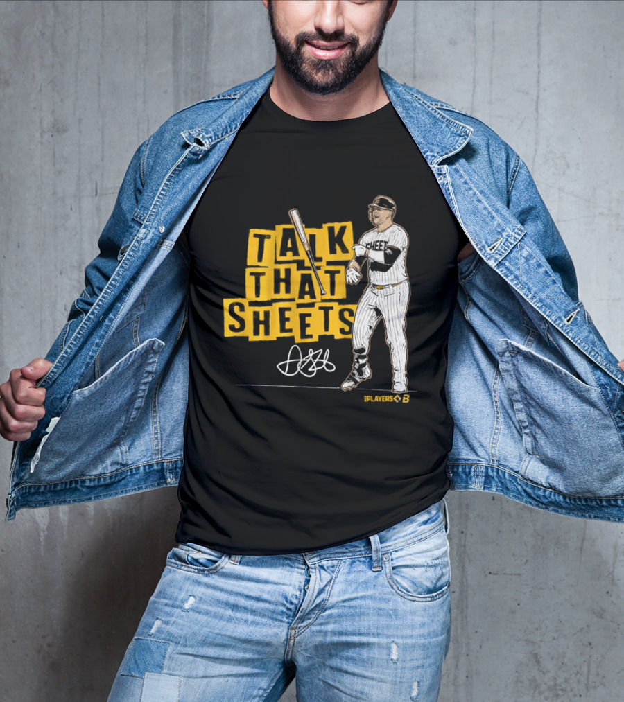 Gavin Sheets Talk That Sheets Baseball Player Yellow Block Lettering T-Shirt
