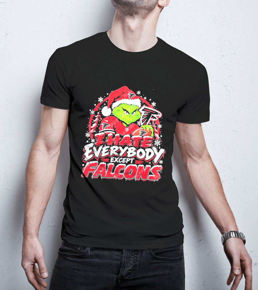 Atlanta Falcons Grinch I Hate Everybody Except Falcons Fans Christmas Holiday T-Shirt