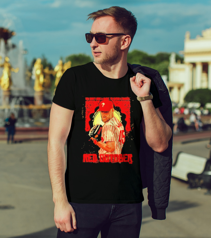 Zack Wheeler Philadelphia Phillies Red October 2026 You Don't Hire A Saint To Catch A Sinner Baseball T-Shirt