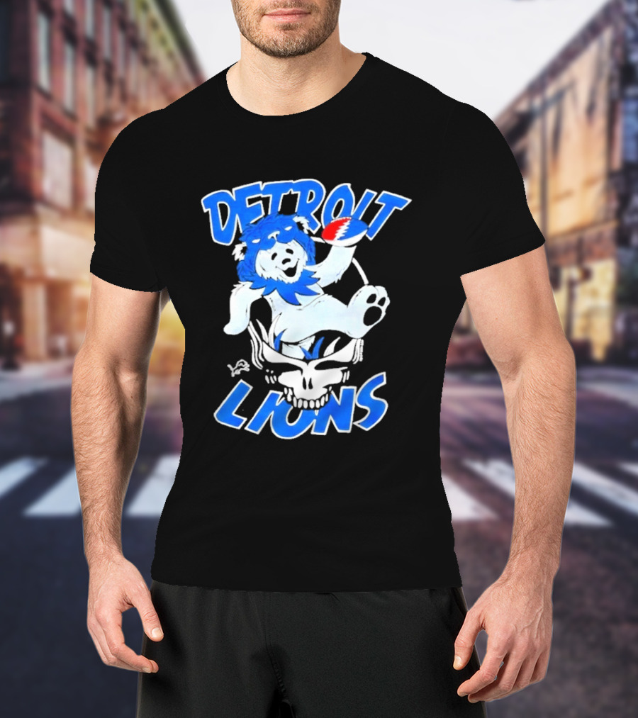 Detroit Lions Grateful Dead Bear With Skull T-Shirt