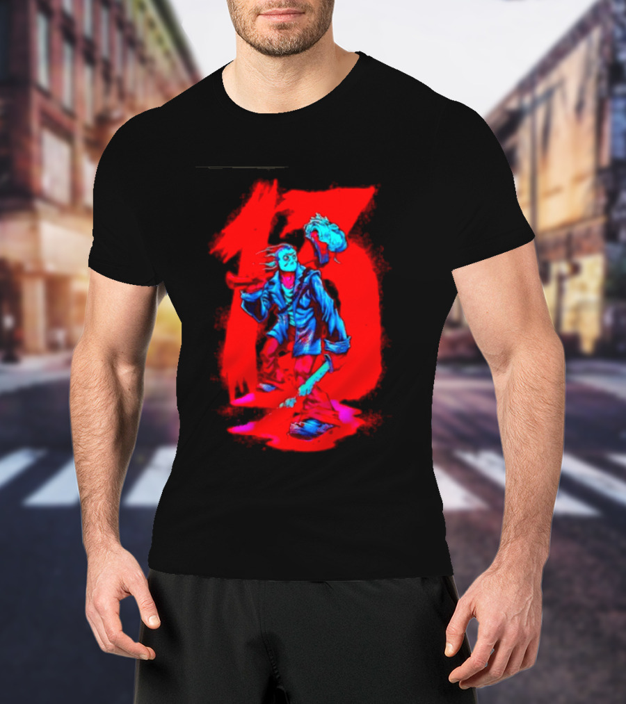 Jason Voorhees Friday The 13th Horror Movie Halloween Scary Mask Red T-Shirt