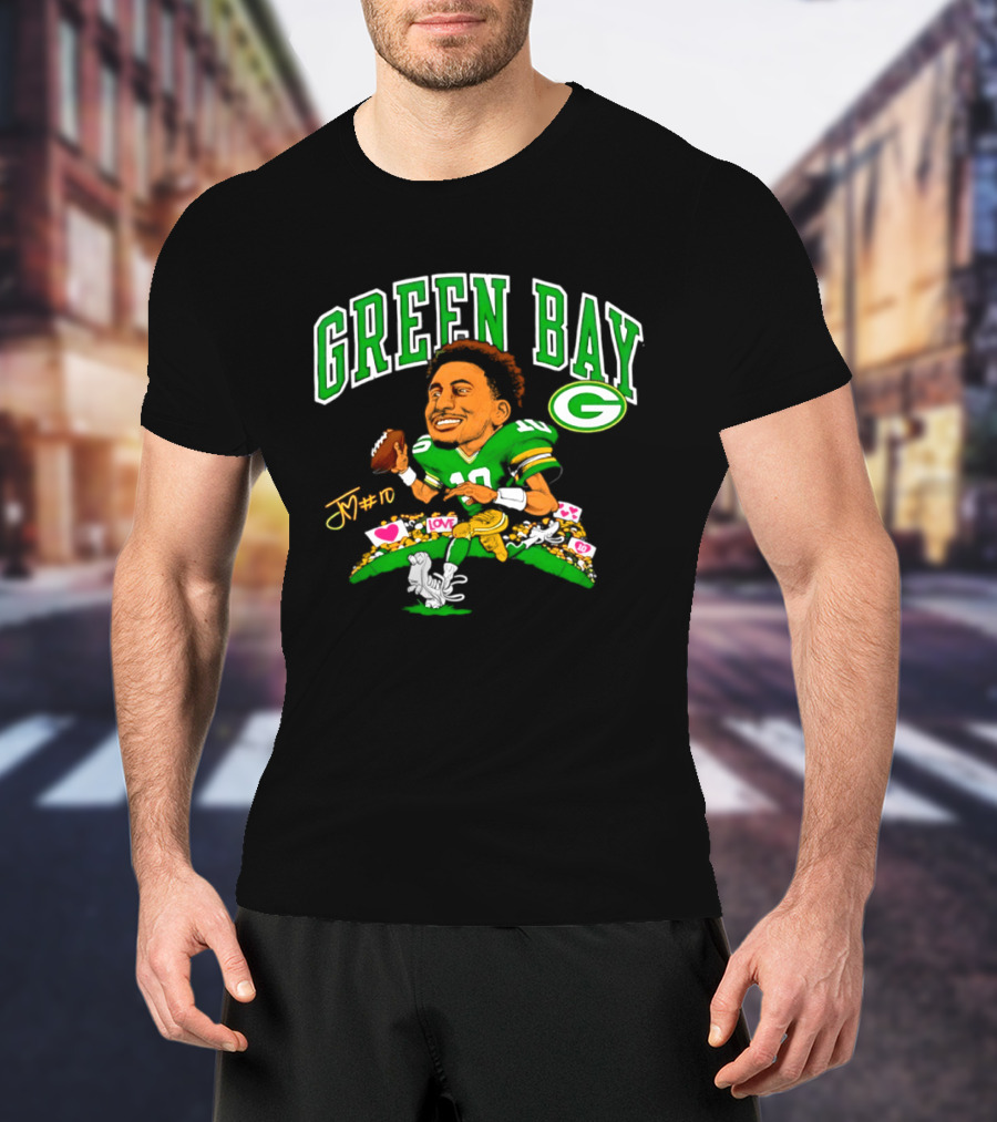 Jordan Love Green Bay Packers Caricature Playing Cards 2026 T-Shirt