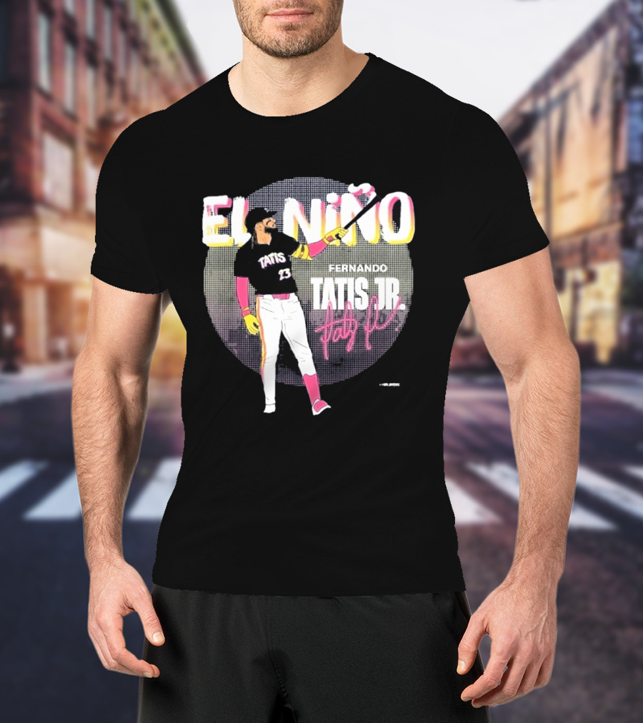 Padres Fernando Tatis Jr El Niño 23 Pink Bat Baseball T-Shirt
