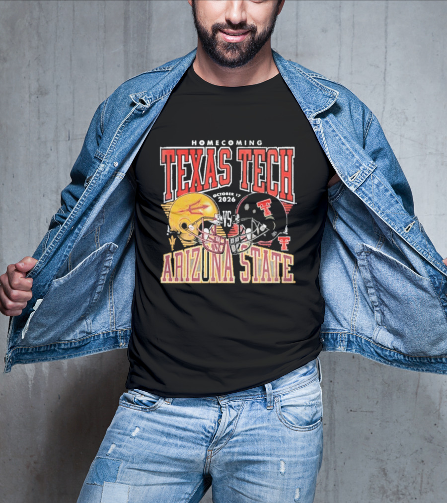 Texas Tech Vs Arizona State Homecoming Football 2026 Helmet Showdown T-Shirt