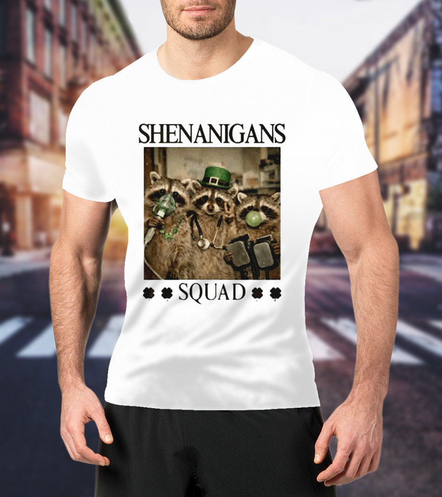 Shenanigans Squad Raccoons Funny Saint Patricks Day T-Shirt