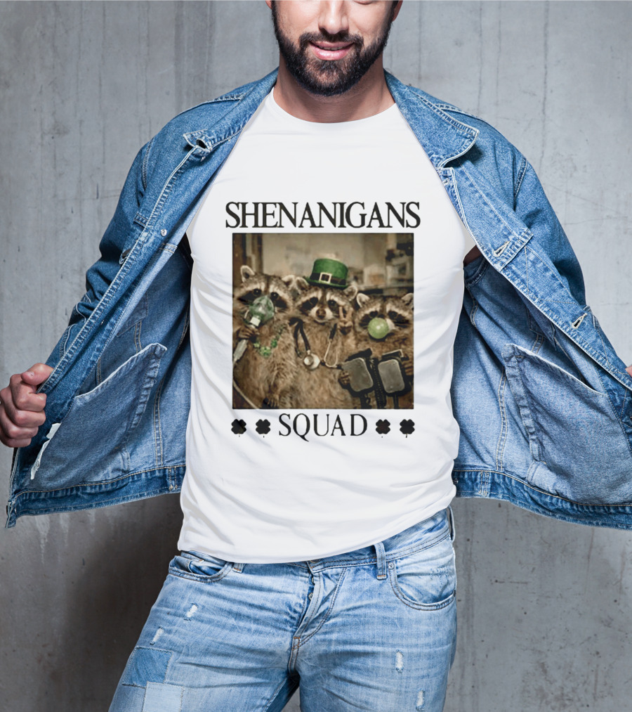 Shenanigans Squad Raccoons Funny Saint Patricks Day T-Shirt