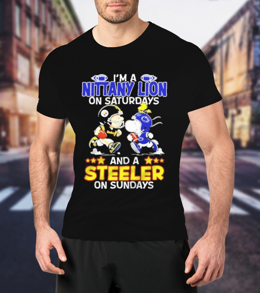 I'm A Nittany Lion On Saturdays And A Steeler On Sundays Football Peanuts Charlie Brown And Snoopy T-Shirt