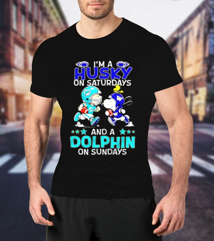 I'm A Husky On Saturdays And A Dolphin On Sundays Peanuts Characters Football T-Shirt