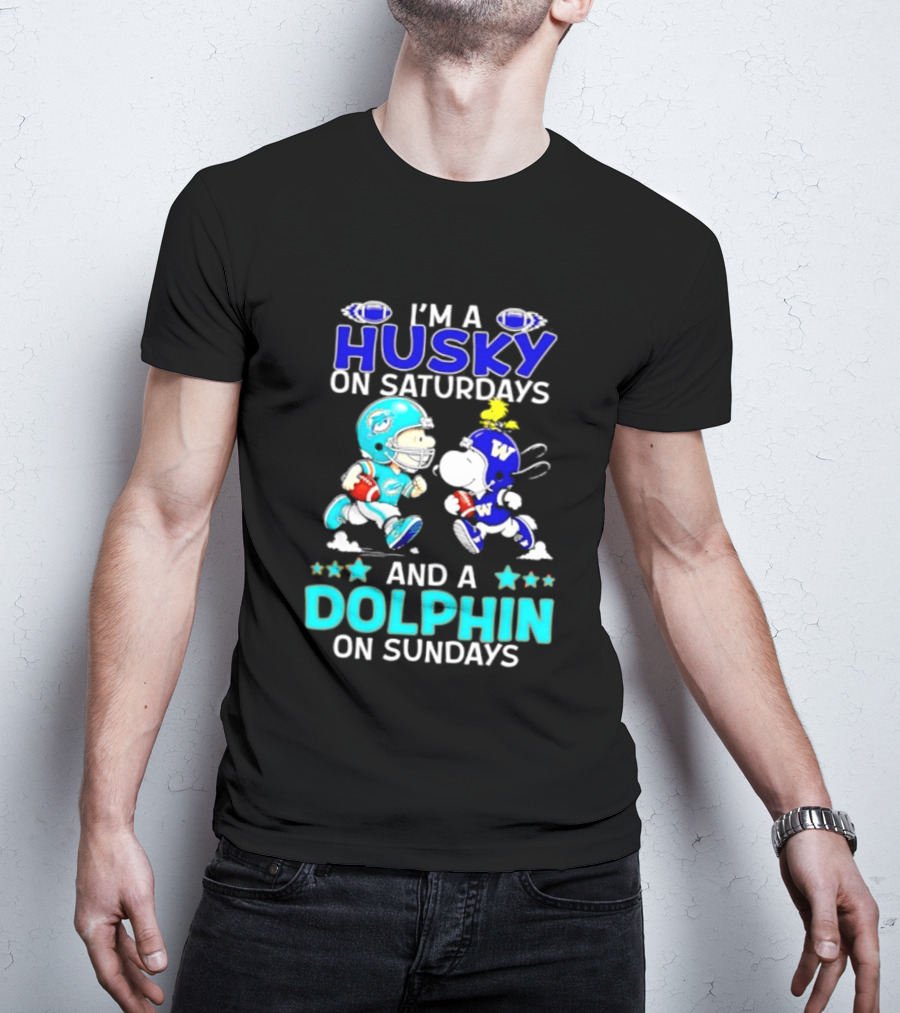 I'm A Husky On Saturdays And A Dolphin On Sundays Peanuts Characters Football T-Shirt