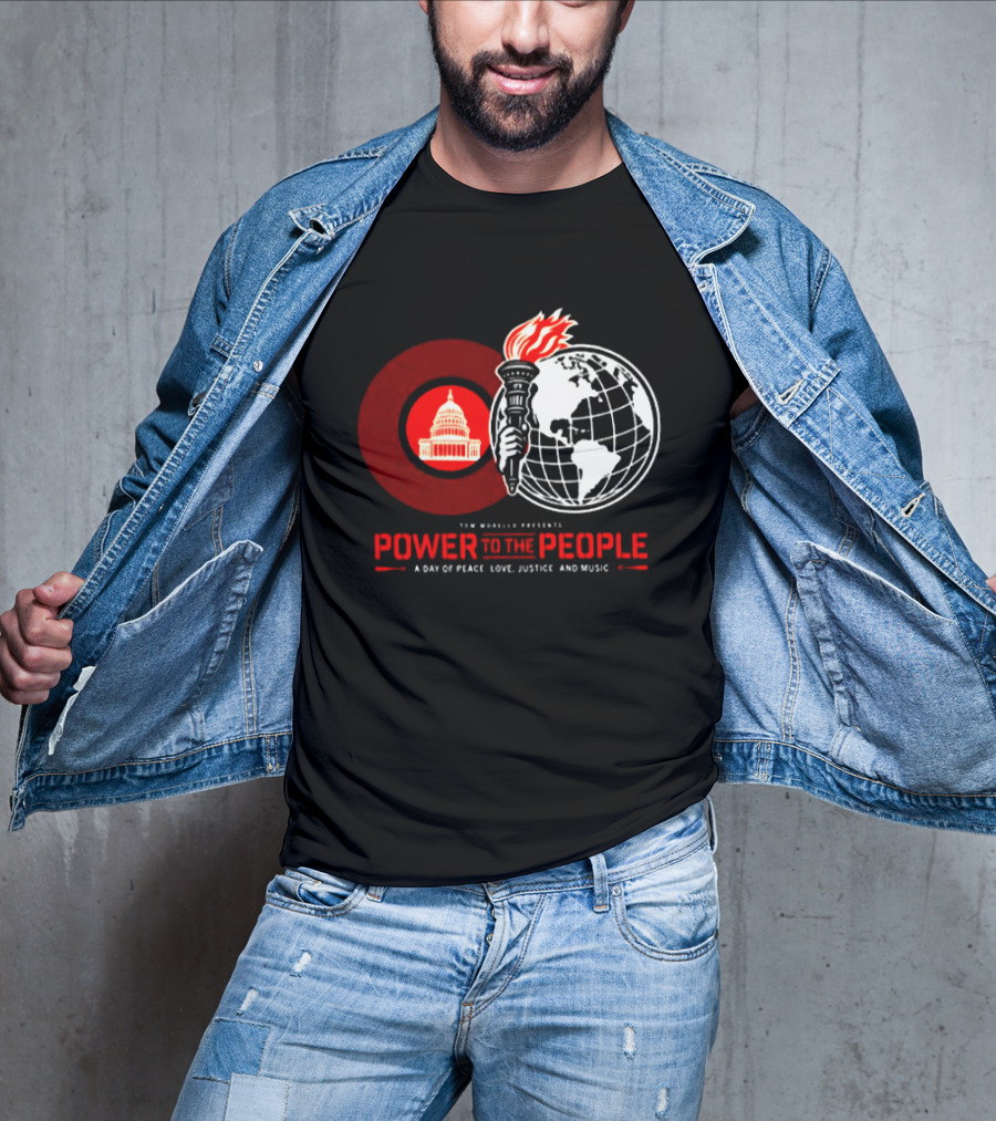 Power To The People 2026 Columbia MD October 3 Merriweather Post Pavilion Peace Love Justice And Music Capitol Building Torch Globe T-Shirt