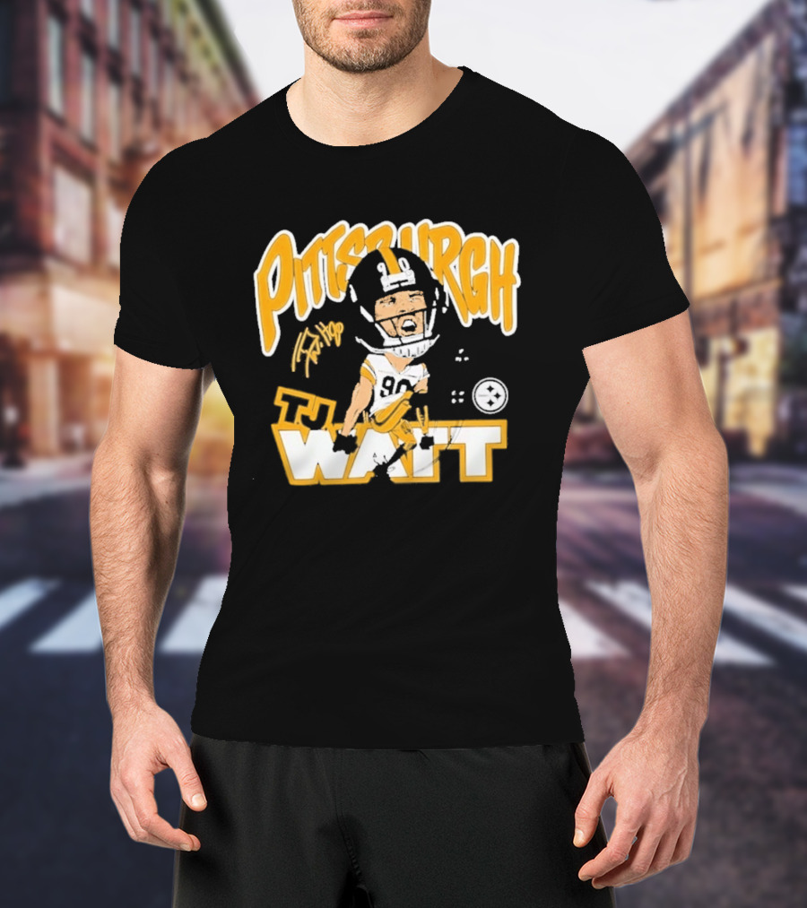 Pittsburgh TJ Watt 90 Cartoon Scream Steelers T-Shirt