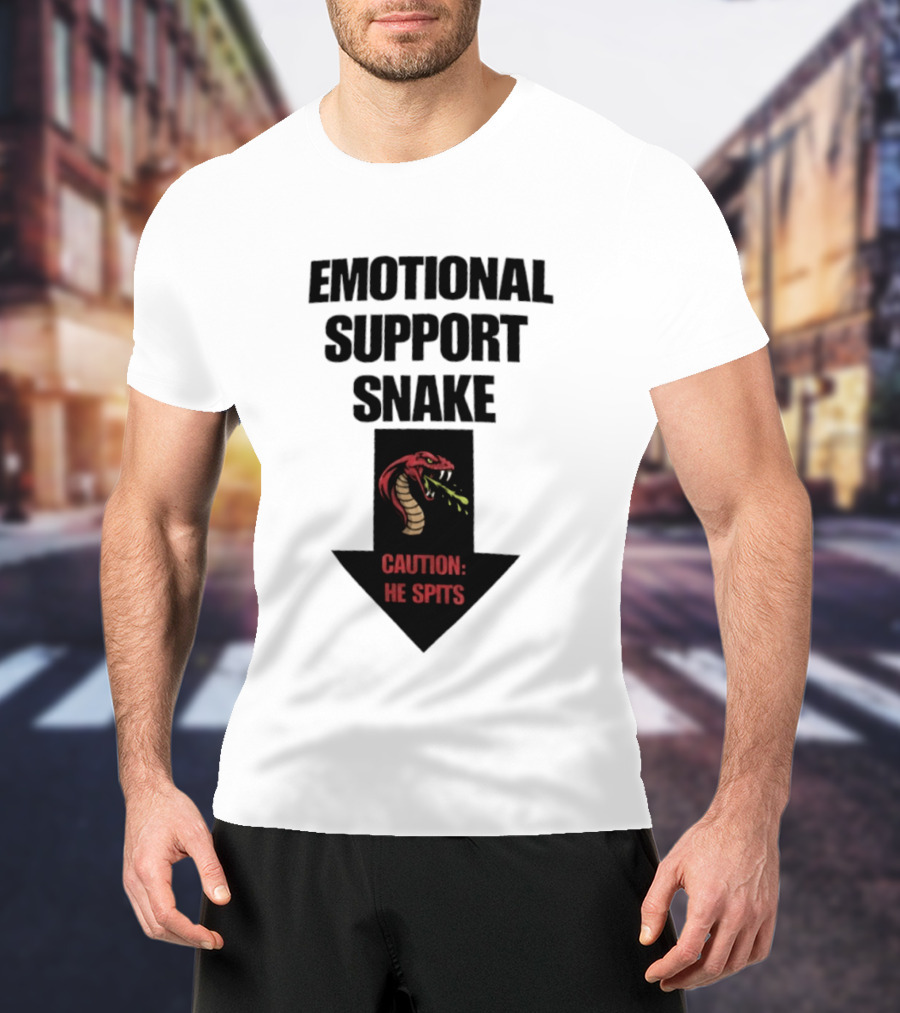 Emotional Support Snake Caution He Spits Arrow T-Shirt