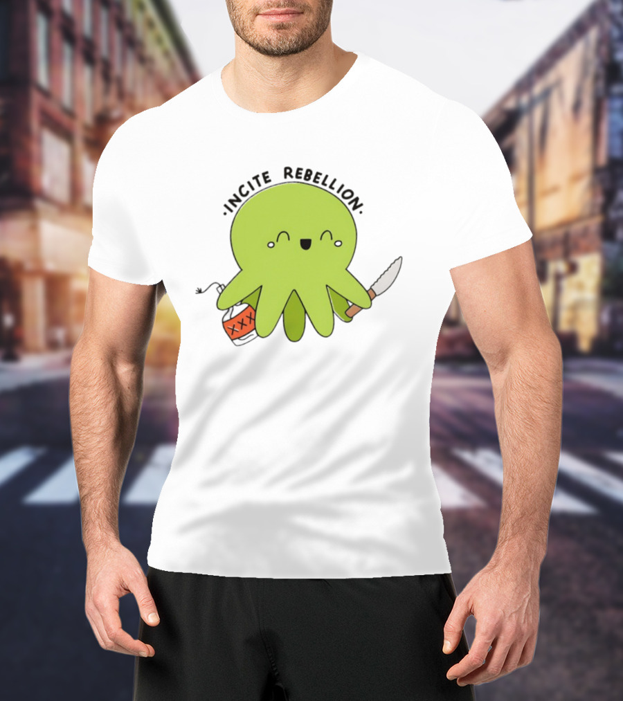 Incite Rebellion Octopus Knife Molotov Cocktail T-Shirt