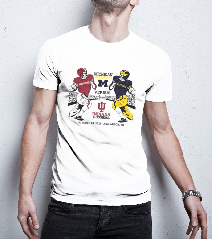 Michigan Wolverines Versus Indiana Hoosiers October 24 2026 Ann Arbor MI T-Shirt