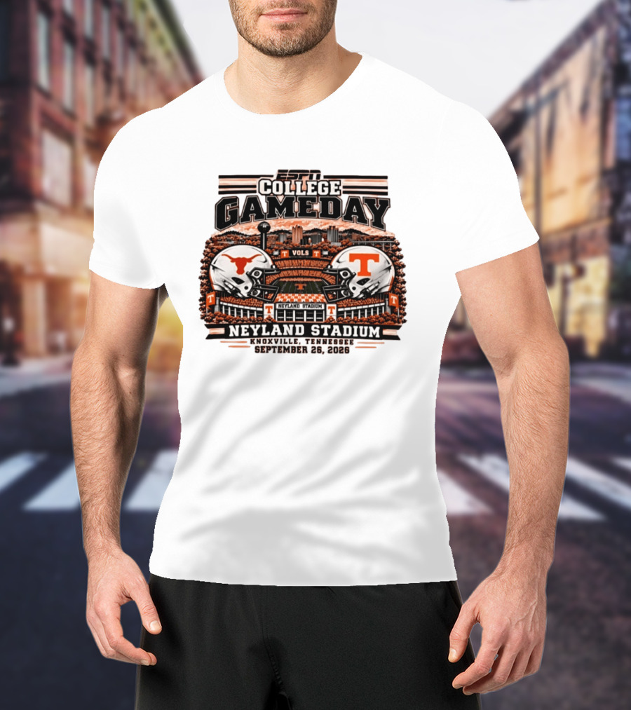 ESPN College GameDay Tennessee Volunteers Vs Texas Longhorns Neyland Stadium Knoxville September 26 2026 T-Shirt