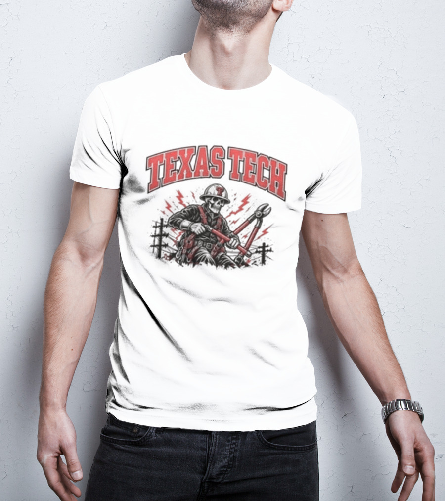 Texas Tech Red Raiders Lineman Halloween 2026 Football Spooky Skeleton T-Shirt