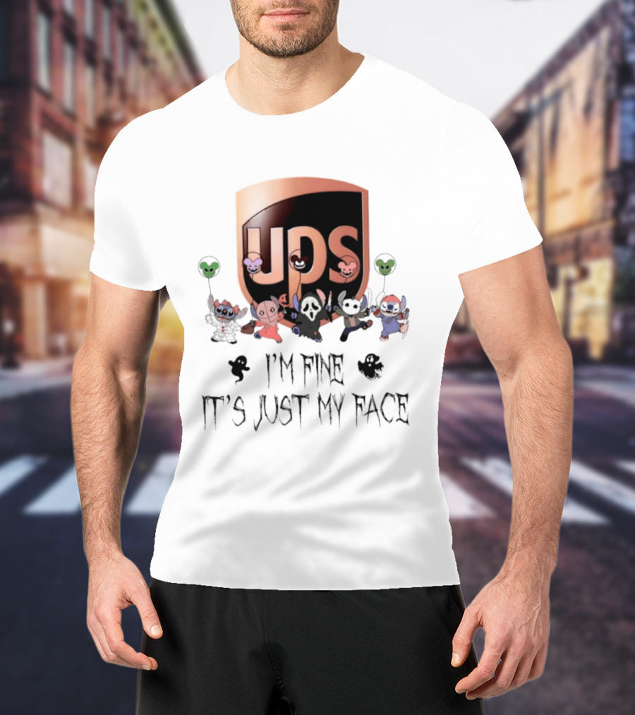 UPS X Stitch Halloween 2026 I'm Fine It's Just My Face T-Shirt