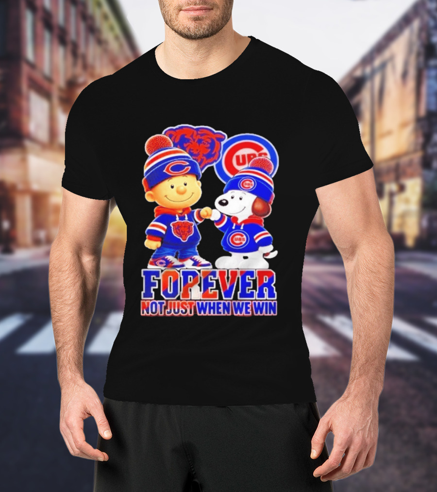 Charlie Brown Snoopy Fist Bump Chicago Bears Cubs Forever Not Just When We Win Football T-Shirt
