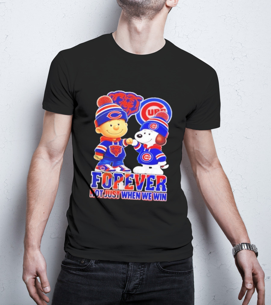 Charlie Brown Snoopy Fist Bump Chicago Bears Cubs Forever Not Just When We Win Football T-Shirt